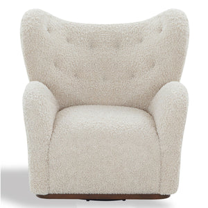 Safavieh Galloway Wingback Swivel Accent Chair Plush Teddy Fabric Over Rubberwood Frame OFF WHITE SFV5155B