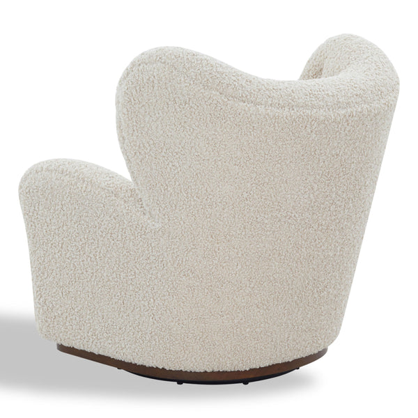 Safavieh Galloway Wingback Swivel Accent Chair Plush Teddy Fabric Over Rubberwood Frame OFF WHITE SFV5155B