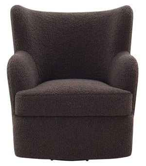 Safavieh Rainier Wingback Swivel Accent Chair Teddy Fabric Foam Cushion for Living Room DARK BROWN SFV5156A