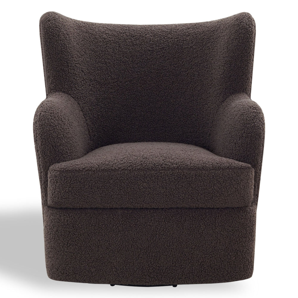 Safavieh Rainier Wingback Swivel Accent Chair Teddy Fabric Foam Cushion for Living Room DARK BROWN SFV5156A