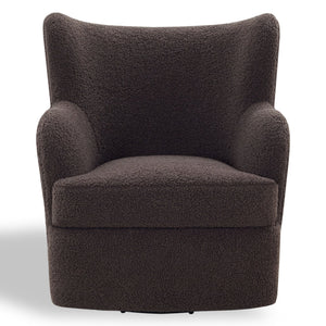 Safavieh Rainier Wingback Swivel Accent Chair Teddy Fabric Foam Cushion for Living Room DARK BROWN SFV5156A