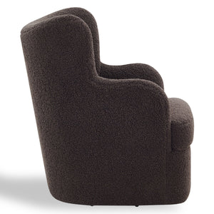 Safavieh Rainier Wingback Swivel Accent Chair Teddy Fabric Foam Cushion for Living Room DARK BROWN SFV5156A