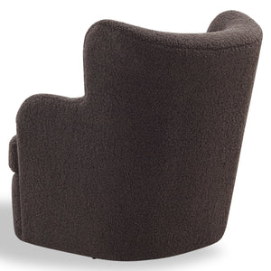 Safavieh Rainier Wingback Swivel Accent Chair Teddy Fabric Foam Cushion for Living Room DARK BROWN SFV5156A