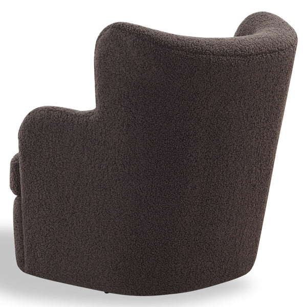 Safavieh Rainier Wingback Swivel Accent Chair Teddy Fabric Foam Cushion for Living Room DARK BROWN SFV5156A