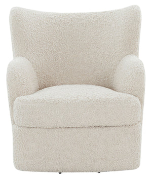 Safavieh Rainier Wingback Swivel Accent Chair Teddy Fabric Foam Cushion for Living Room OFF WHITE SFV5156B