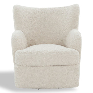 Safavieh Rainier Wingback Swivel Accent Chair Teddy Fabric Foam Cushion for Living Room OFF WHITE SFV5156B