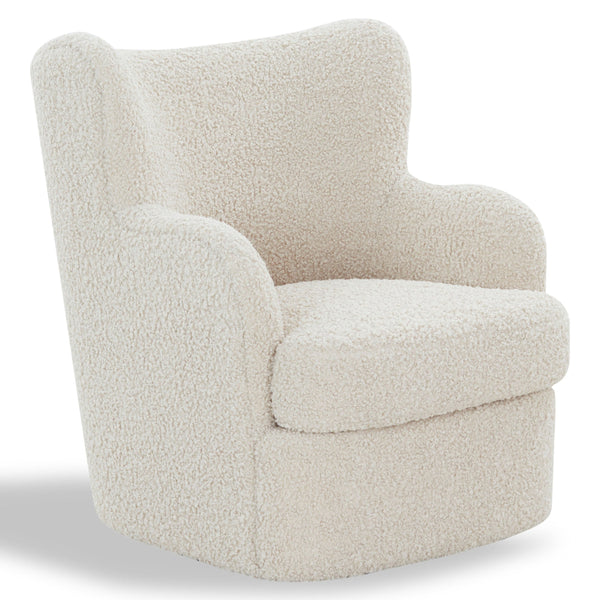 Safavieh Rainier Wingback Swivel Accent Chair Teddy Fabric Foam Cushion for Living Room OFF WHITE SFV5156B