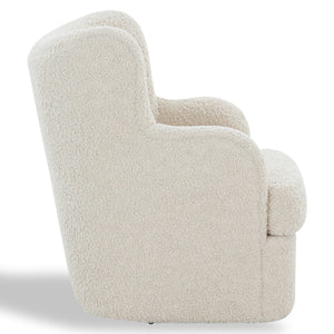 Safavieh Rainier Wingback Swivel Accent Chair Teddy Fabric Foam Cushion for Living Room OFF WHITE SFV5156B