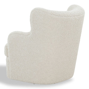 Safavieh Rainier Wingback Swivel Accent Chair Teddy Fabric Foam Cushion for Living Room OFF WHITE SFV5156B
