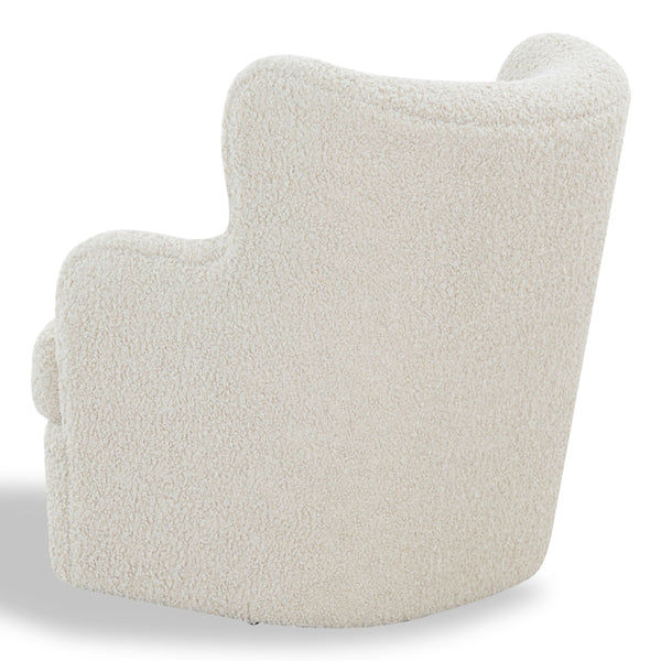 Safavieh Rainier Wingback Swivel Accent Chair Teddy Fabric Foam Cushion for Living Room OFF WHITE SFV5156B