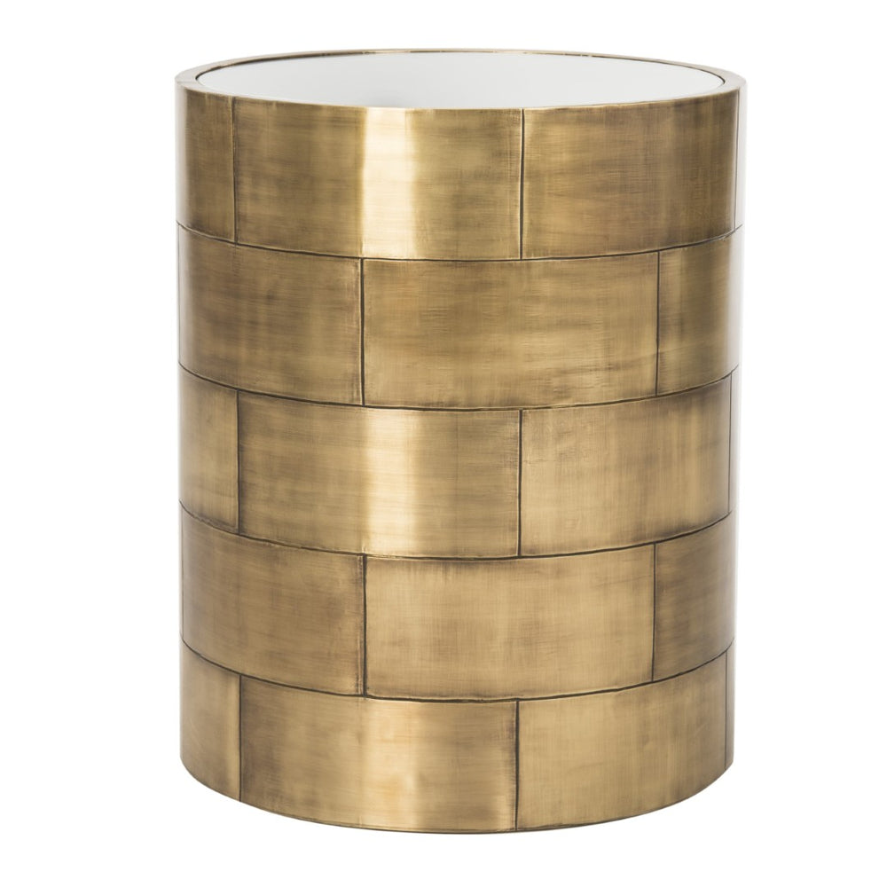 Safavieh FLORENCIA Round Side Table – Antique Brass Finish with Marble Top for Modern Elegance & Style SFV5525A