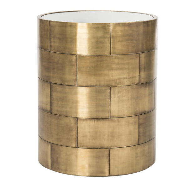 Safavieh FLORENCIA Round Side Table – Antique Brass Finish with Marble Top for Modern Elegance & Style SFV5525A