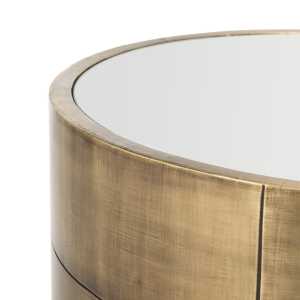 Safavieh FLORENCIA Round Side Table – Antique Brass Finish with Marble Top for Modern Elegance & Style SFV5525A