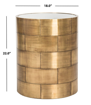 Safavieh FLORENCIA Round Side Table – Antique Brass Finish with Marble Top for Modern Elegance & Style SFV5525A
