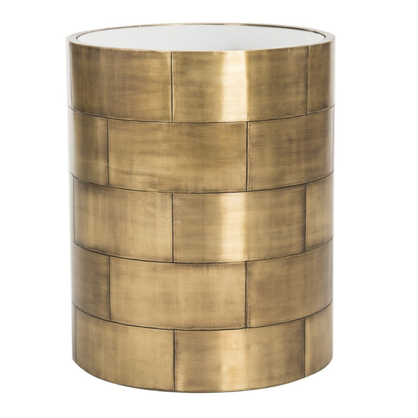 Safavieh FLORENCIA Round Side Table – Antique Brass Finish with Marble Top for Modern Elegance & Style SFV5525A