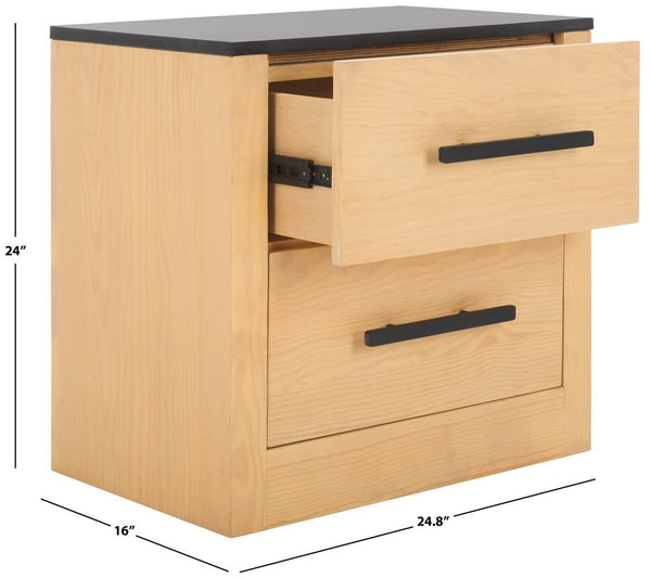 Safavieh Abbianna Black Marble Top Nightstand Natural / Black SFV5537A