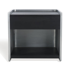 Safavieh Ottawa Wood And Aluminum Nightstand Black / Silver SFV5538A