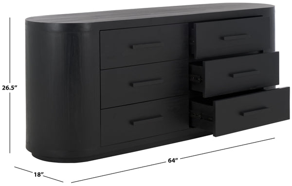 Safavieh Lauryn Wood Oval Dresser - Stylish Pine Wood Design With Mild Steel Accents For Modern Charm And Functionality Black Wood ,Metal Sfv5539b
