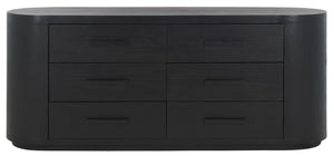 Safavieh Lauryn Wood Oval Dresser - Stylish Pine Wood Design With Mild Steel Accents For Modern Charm And Functionality Black Wood ,Metal Sfv5539b