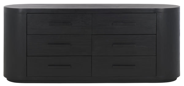 Safavieh Lauryn Wood Oval Dresser - Stylish Pine Wood Design With Mild Steel Accents For Modern Charm And Functionality Black Wood ,Metal Sfv5539b