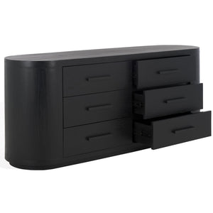 Safavieh Lauryn Wood Oval Dresser - Stylish Pine Wood Design With Mild Steel Accents For Modern Charm And Functionality Black Wood ,Metal Sfv5539b