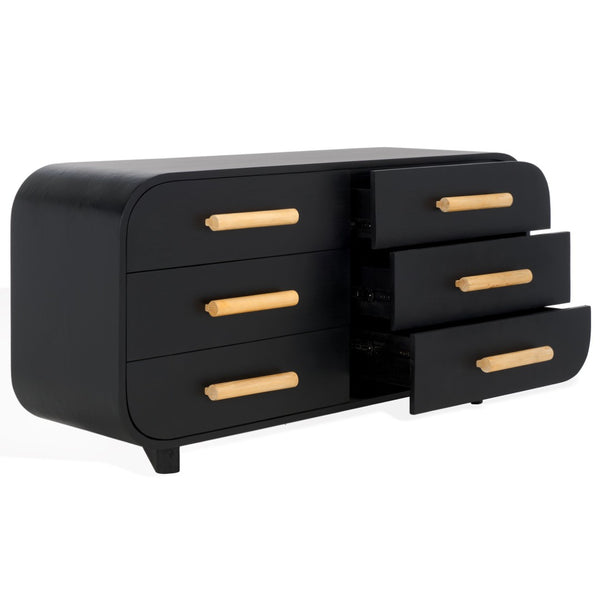 Safavieh Couture Peterson Wood Dresser - Black/Natural Safavieh Couture Peterson Wood Dresser - Black/Natural