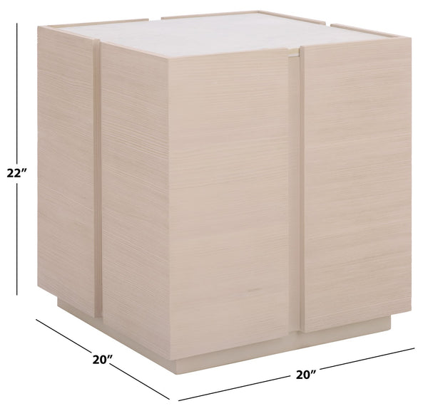 Safavieh Alanabella Marble & Wood Square Accent Table – Elegant White Marble & Blonde Oak Finish For Any Room Sand ,White Marble ,Wood Sfv5551a