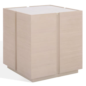 Safavieh Alanabella Marble & Wood Square Accent Table – Elegant White Marble & Blonde Oak Finish For Any Room Sand ,White Marble ,Wood Sfv5551a