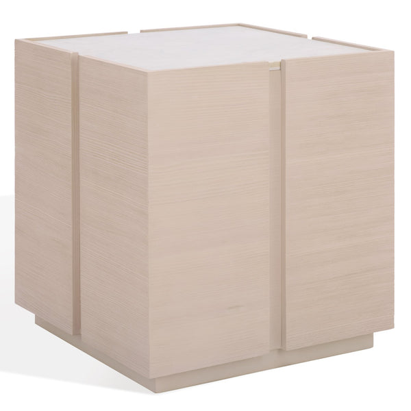 Safavieh Alanabella Marble & Wood Square Accent Table – Elegant White Marble & Blonde Oak Finish For Any Room Sand ,White Marble ,Wood Sfv5551a