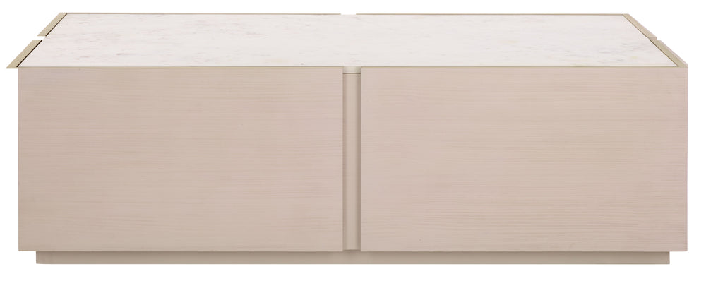 Safavieh Alanabella Marble & Wood Coffee Table - Elegant Rectangle Design In Blonde Oak & Pristine White Sand ,White Marble ,Wood Sfv5552a