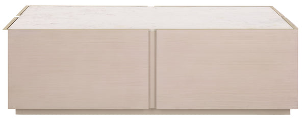 Safavieh Alanabella Marble & Wood Coffee Table - Elegant Rectangle Design In Blonde Oak & Pristine White Sand ,White Marble ,Wood Sfv5552a