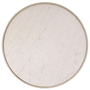 Alanabella Marble & Wood Round Coffee Table With White Marble Top And Blonde Oak Pine Veneer, 44" Diameter