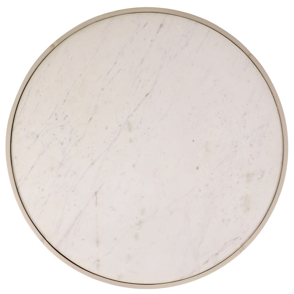 Alanabella Marble & Wood Round Coffee Table With White Marble Top And Blonde Oak Pine Veneer, 44" Diameter