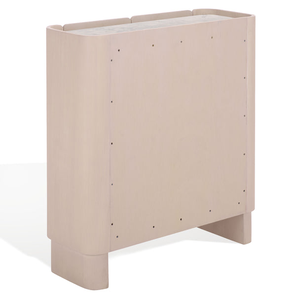 Alanabella Marble & Wood Bar Cabinet With Premium Sand Marble Top And White-Finished Wood Storage Elegance