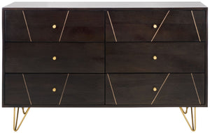 Safavieh Marigold 6 Drawer Dresser Black / Gold SFV5710B