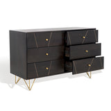Safavieh Marigold 6 Drawer Dresser Black / Gold SFV5710B