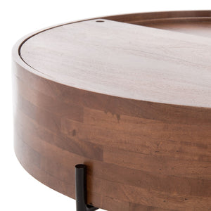 Safavieh Morticia Round Wood Coffee Table Light Brown Wood / Iron