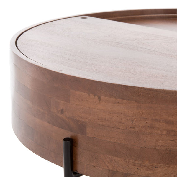 Safavieh Morticia Round Wood Coffee Table Light Brown Wood / Iron