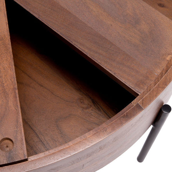 Safavieh Morticia Round Wood Coffee Table Light Brown Wood / Iron