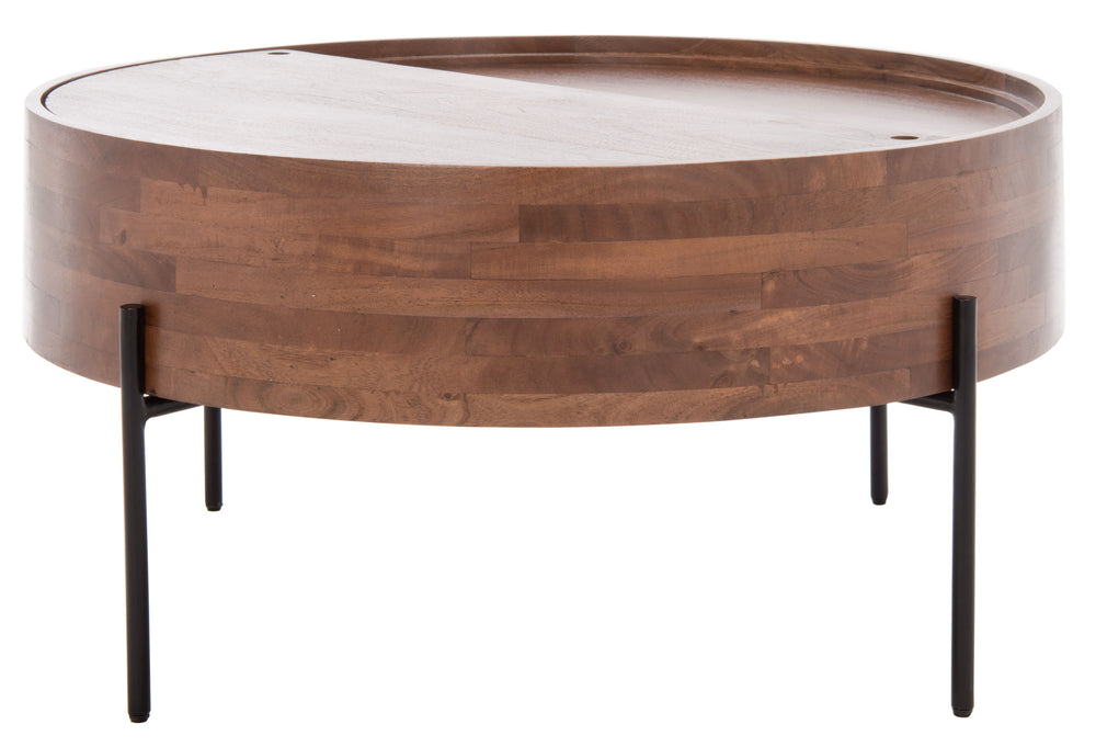 Safavieh Morticia Round Wood Coffee Table Light Brown Wood / Iron