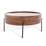 Safavieh Morticia Round Wood Coffee Table Light Brown Wood / Iron