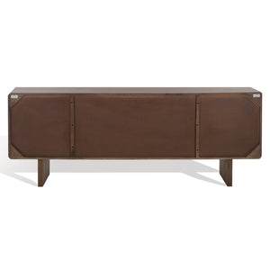 Safavieh RINALDI Minimalist 4-Door Wood Sideboard in Dark Walnut - Versatile Buffet & Media Console Storage SFV5746A