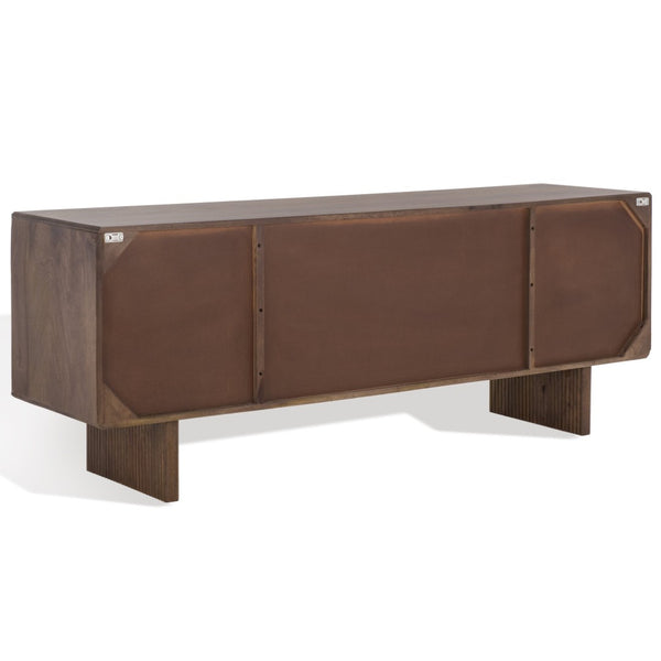 Safavieh RINALDI Minimalist 4-Door Wood Sideboard in Dark Walnut - Versatile Buffet & Media Console Storage SFV5746A