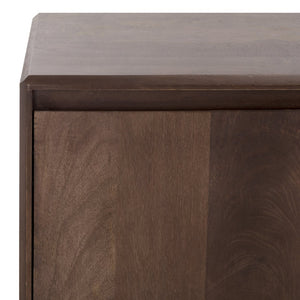 Safavieh RINALDI Minimalist 4-Door Wood Sideboard in Dark Walnut - Versatile Buffet & Media Console Storage SFV5746A