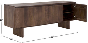 Safavieh RINALDI Minimalist 4-Door Wood Sideboard in Dark Walnut - Versatile Buffet & Media Console Storage SFV5746A