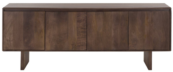 Safavieh RINALDI Minimalist 4-Door Wood Sideboard in Dark Walnut - Versatile Buffet & Media Console Storage SFV5746A