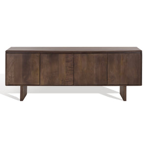 Safavieh RINALDI Minimalist 4-Door Wood Sideboard in Dark Walnut - Versatile Buffet & Media Console Storage SFV5746A