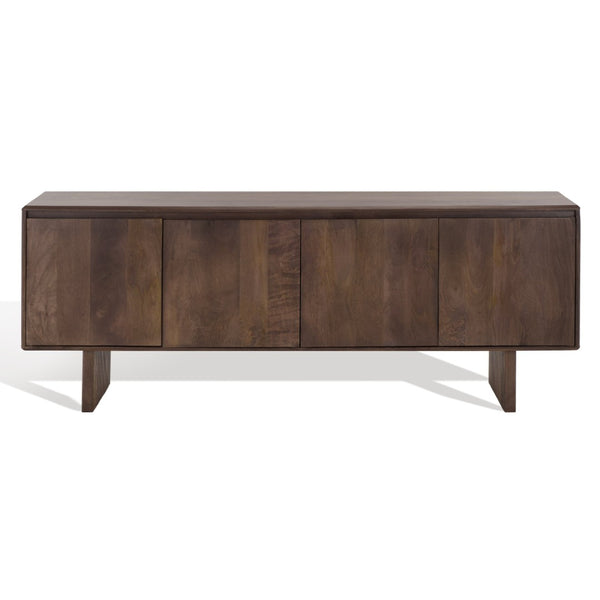 Safavieh RINALDI Minimalist 4-Door Wood Sideboard in Dark Walnut - Versatile Buffet & Media Console Storage SFV5746A