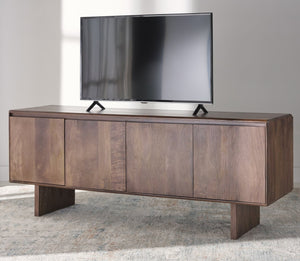 Safavieh RINALDI Minimalist 4-Door Wood Sideboard in Dark Walnut - Versatile Buffet & Media Console Storage SFV5746A