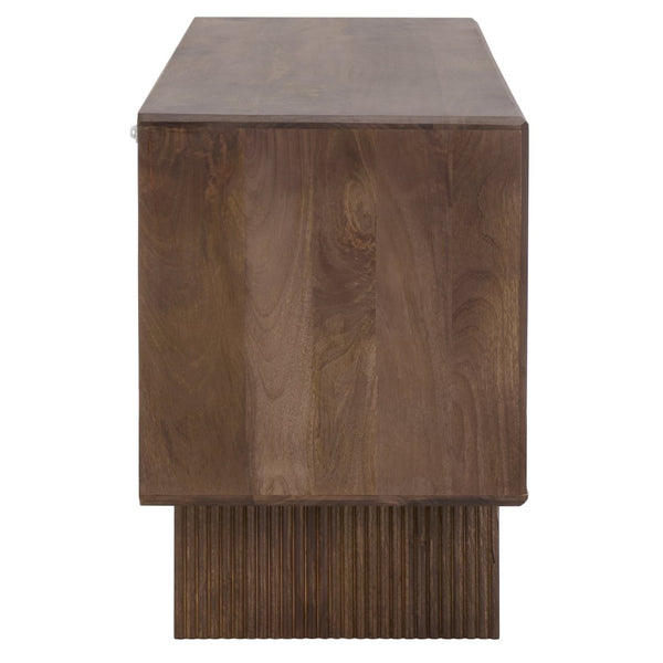 Safavieh RINALDI Minimalist 4-Door Wood Sideboard in Dark Walnut - Versatile Buffet & Media Console Storage SFV5746A